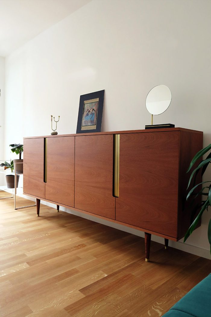 sideboard mid century modern was been designed to enrich any space with its elegant mahogany veneer and brass details