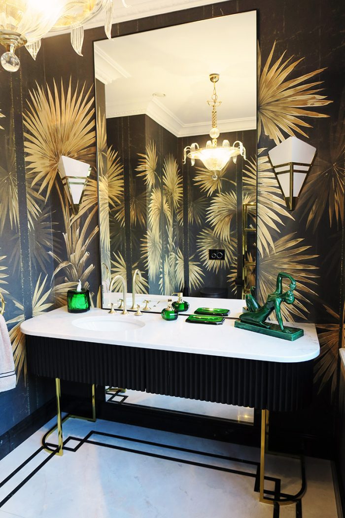 półki łazienkowe Art deco do łazienki złote